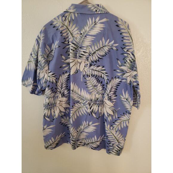 Vintage Fizz Mens Large Short Sleeve Button Down Hawaiian Floral Print Blue - Picture 9 of 9